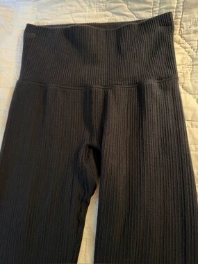 In motion pants black ribbed thick waist stretch women’s size S